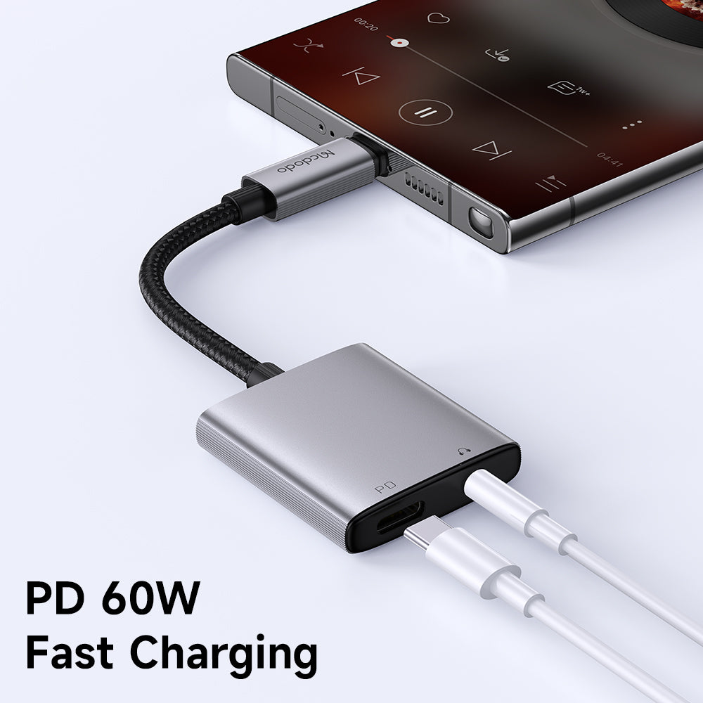 Adattatore Audio USB-C - USB-C / 3.5mm McDodo CA-5050 Wales, Grigio