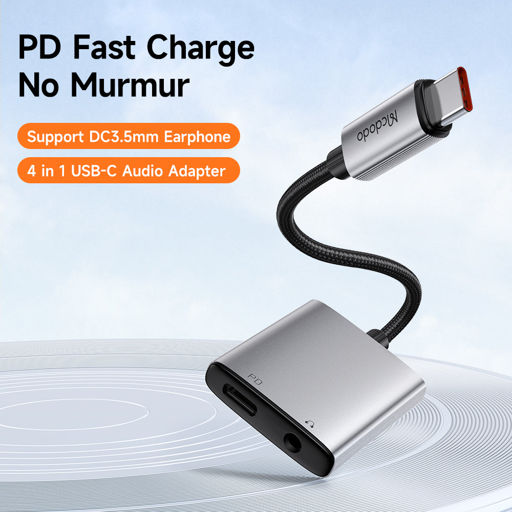 Adattatore Audio USB-C - USB-C / 3.5mm McDodo CA-5050 Wales, Grigio