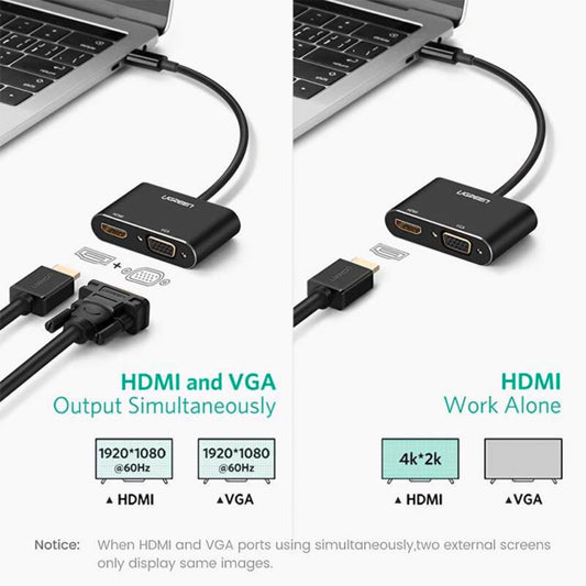 Adattatore Video UGREEN CM449, USB-A - HDMI / VGA, Grigio