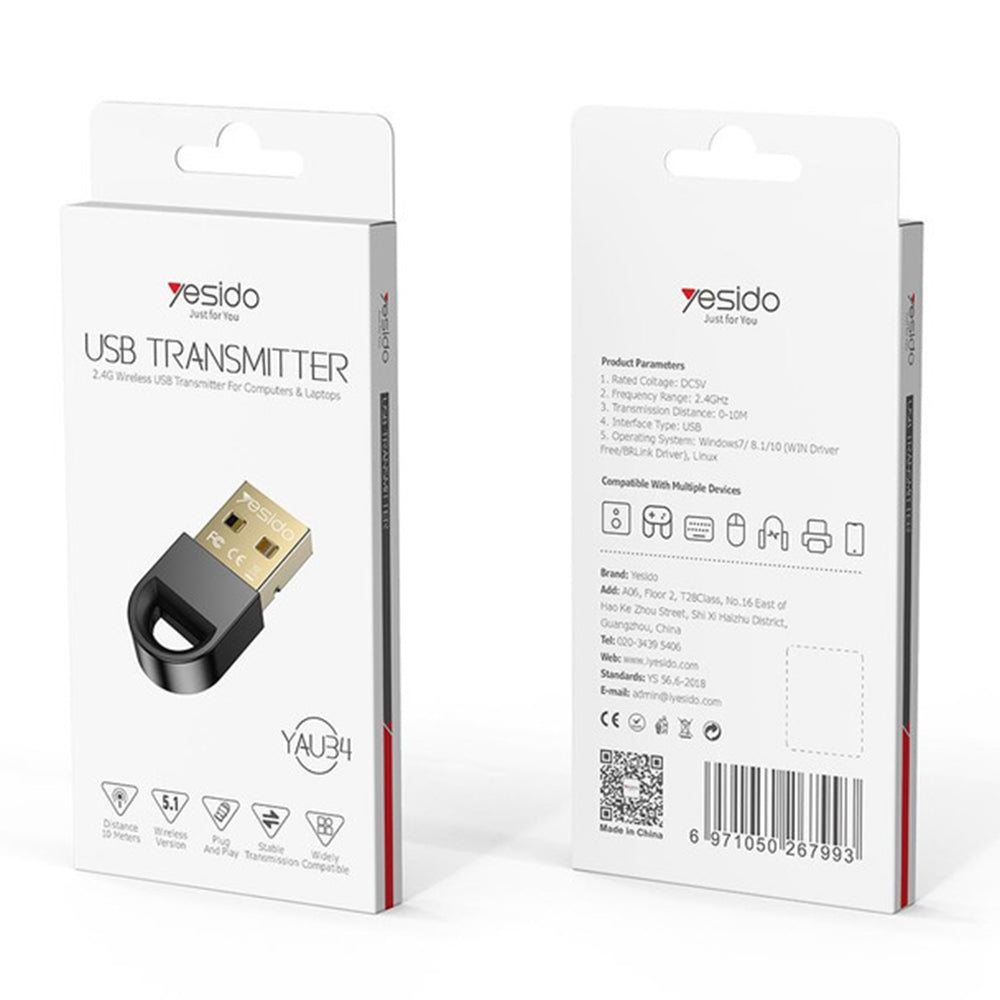 Adattatore Bluetooth USB Yesido YAU34, Nero