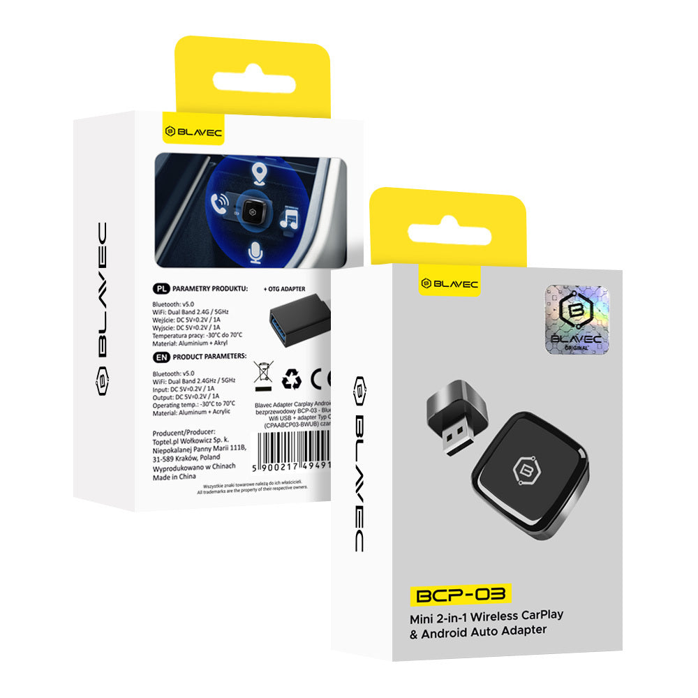 Blavec BCP-03 Wireless Carplay / Android Auto Adapter for Apple iPhone / Android Series