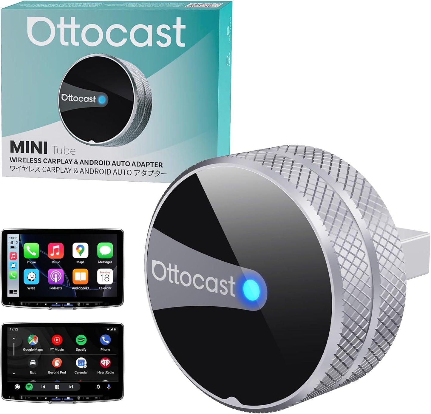 Adattatore Carplay / Android Auto Wireless Ottocast Mini Slim Tube per Apple iPhone / Serie Android CP88-T4