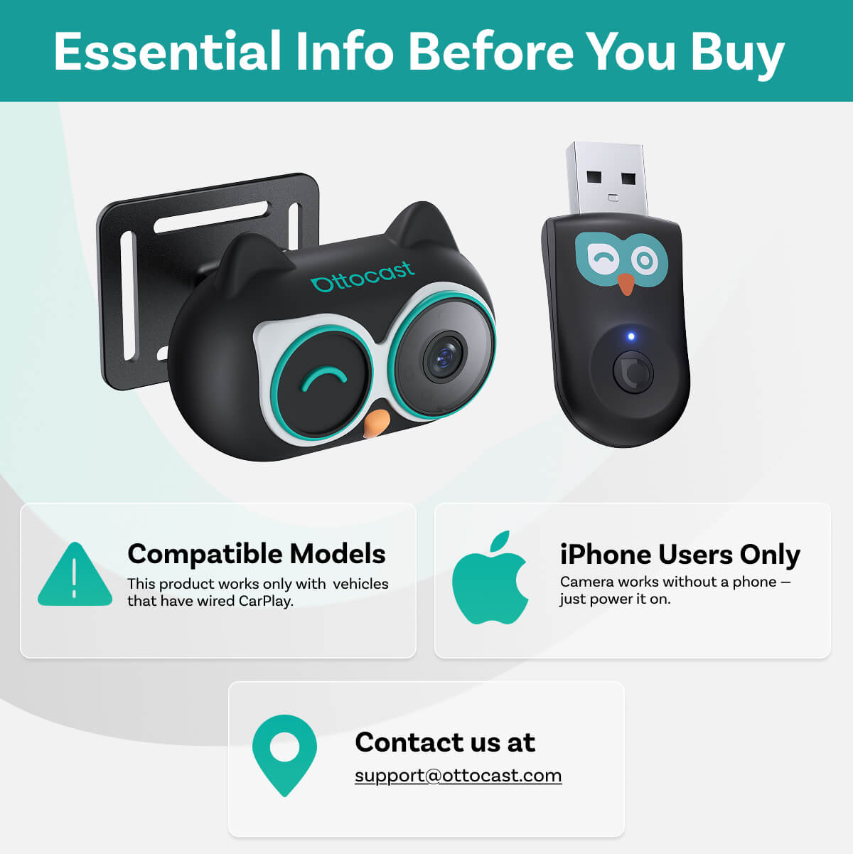Adattatore Carplay Auto Ottocast Cabin Care per Apple iPhone Series CA520-T