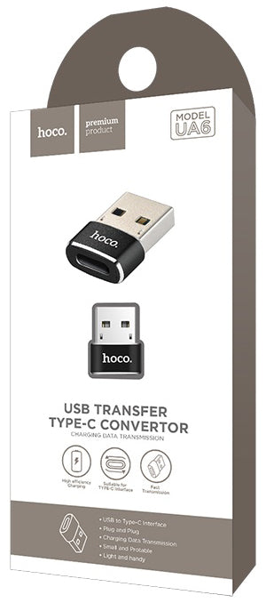 Adattatore dati e ricarica USB-C - USB-A HOCO UA6, nero