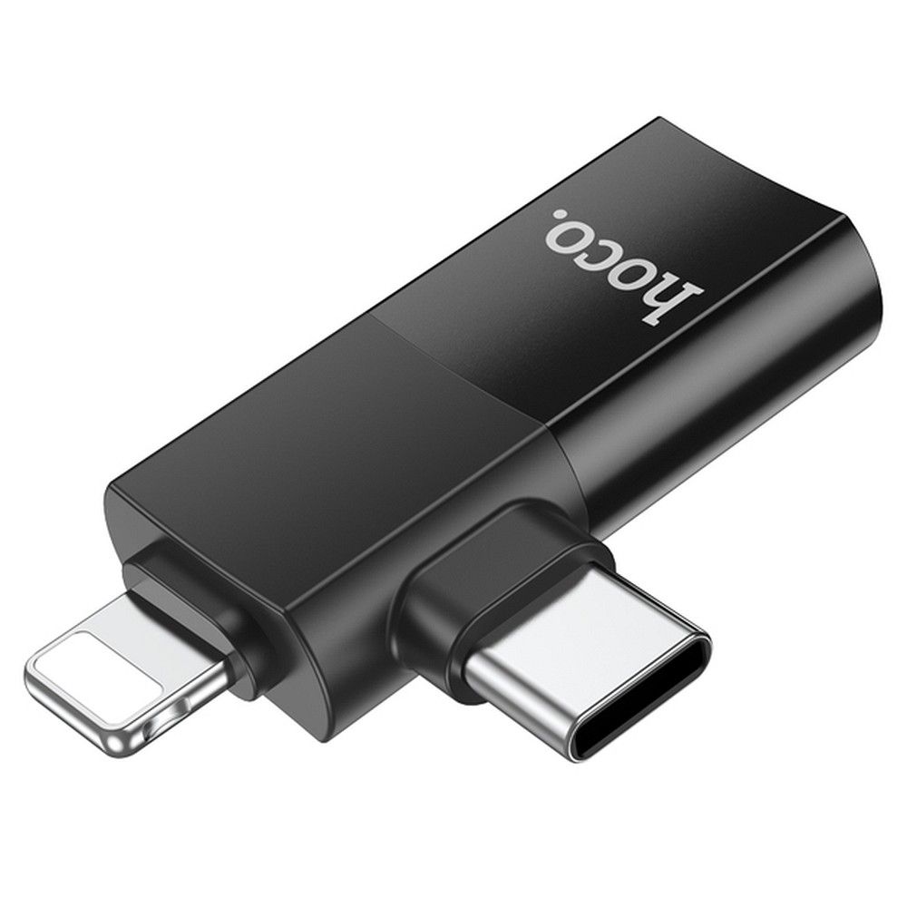 Adattatore OTG USB-C / Lightning - USB-A HOCO UA17, Nero