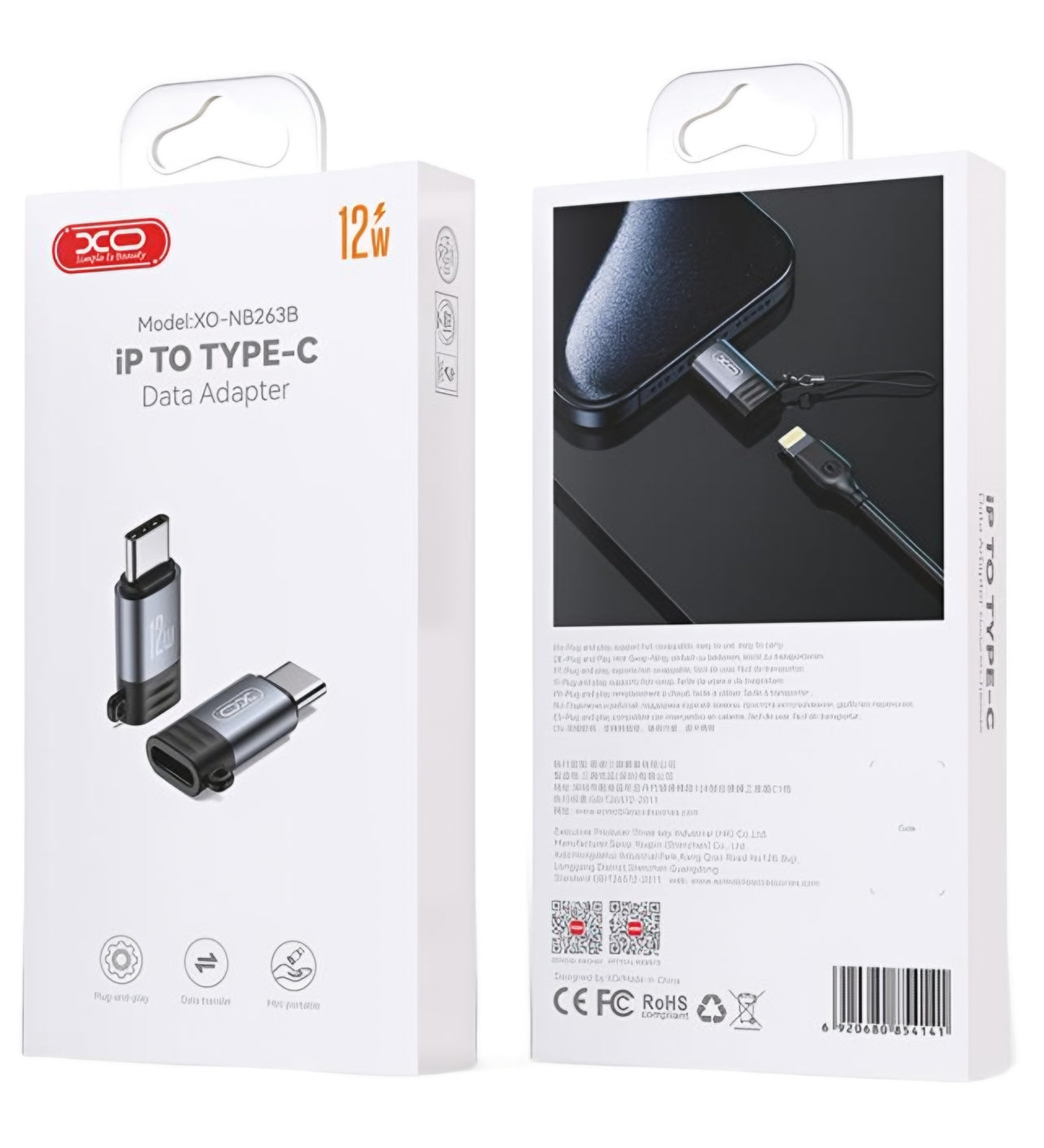 Adattatore Dati e Ricarica Lightning - USB-C XO Design NB263B, Nero