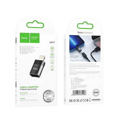 Adattatore dati e ricarica USB-C - Lightning HOCO UA17, nero 