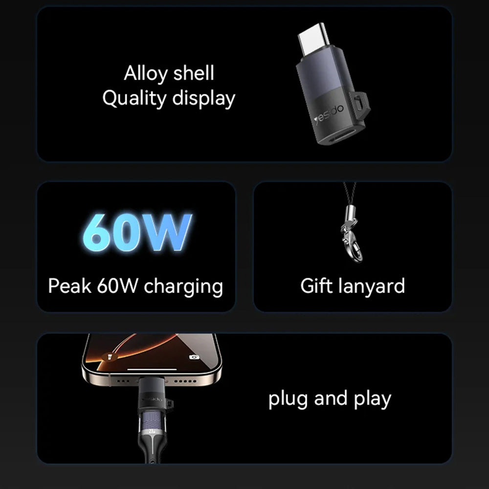 Adattatore Dati e Ricarica Lightning - USB-C Yesido GS28, Grigio