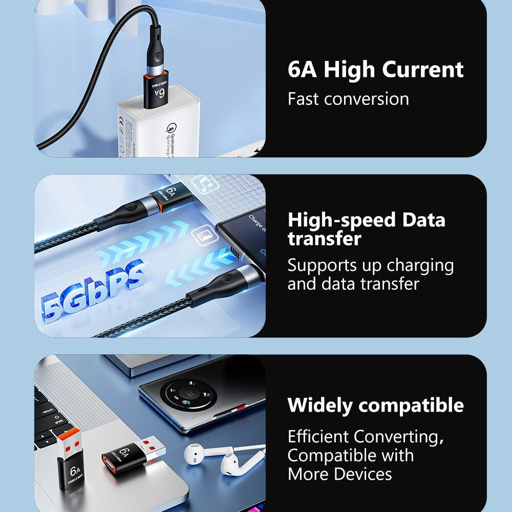 Adattatore Dati e Ricarica USB-C - USB-A Techsuit A5 HyperPort, Nero Arancione