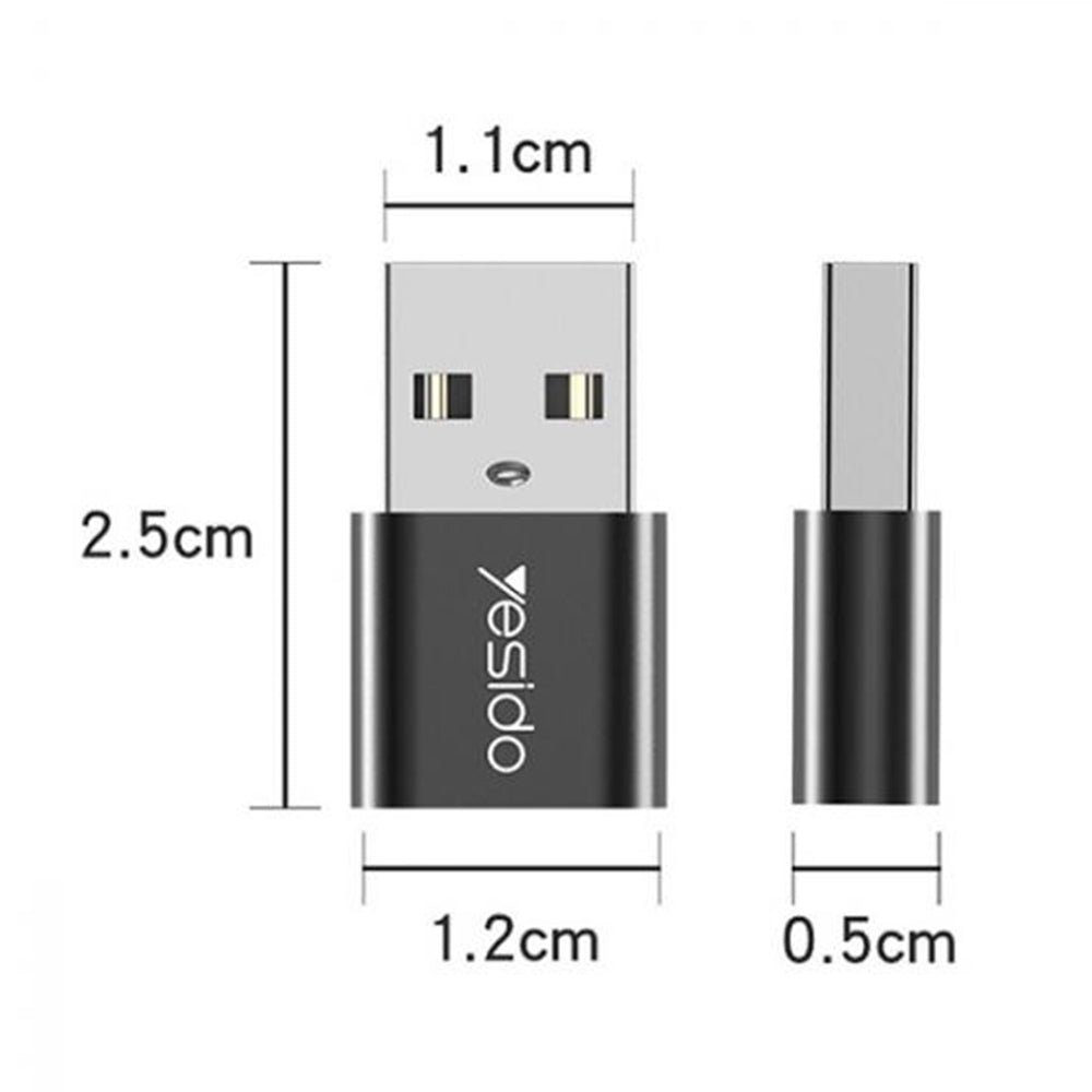 USB-C to USB-A Data and Charging Adapter Yesido GS09, Black