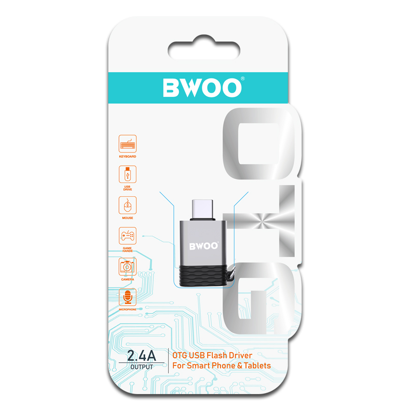 Adattatore OTG USB-A - USB-C BWOO BZ-35, Grigio