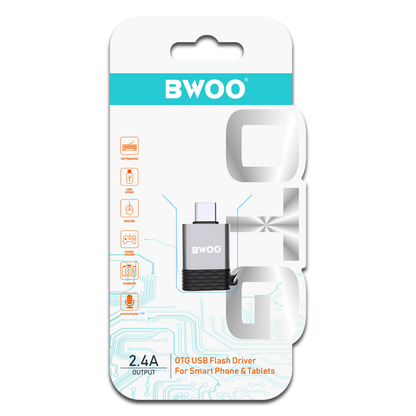 Adattatore OTG USB-A - USB-C BWOO BZ-35, Grigio