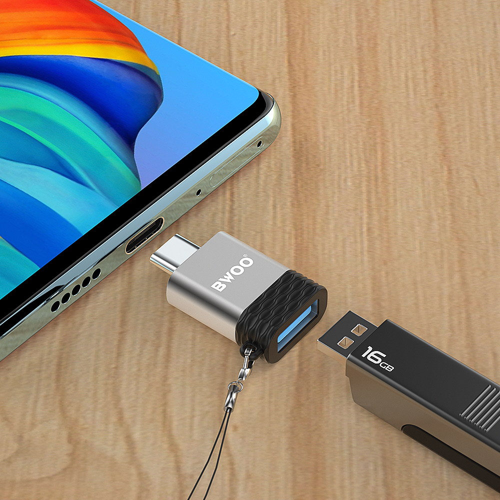 Adattatore OTG USB-A - USB-C BWOO BZ-35, Grigio
