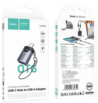 Adattatore OTG USB-C - USB-A HOCO UA46C, Grigio