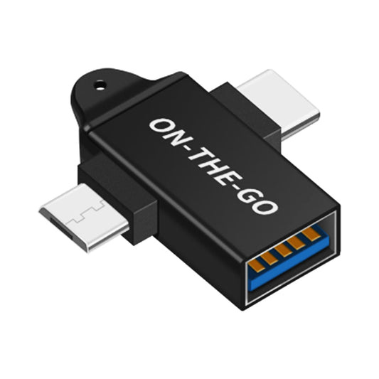 Adattatore OTG microUSB / USB-C - USB-A Techsuit A15 AluCoreX, Nero