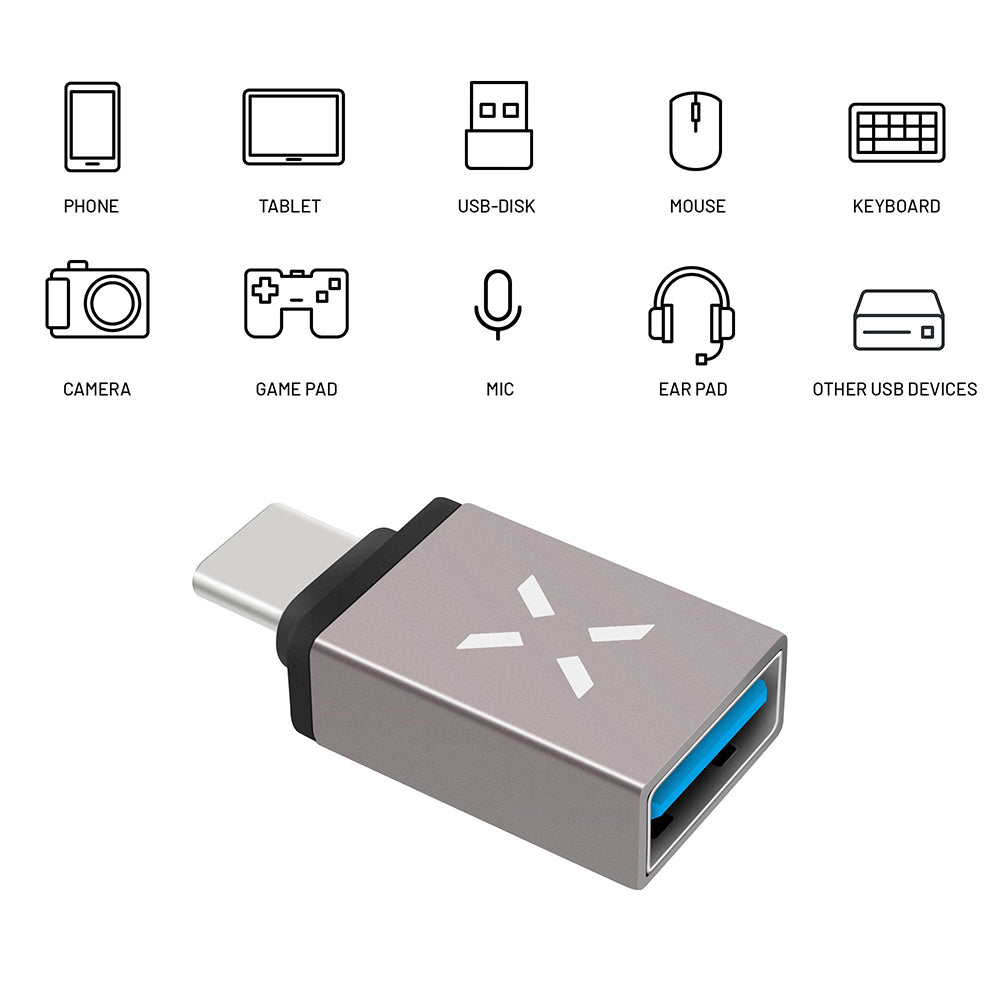 Adattatore OTG USB-C - USB-A Fixed, Grigio