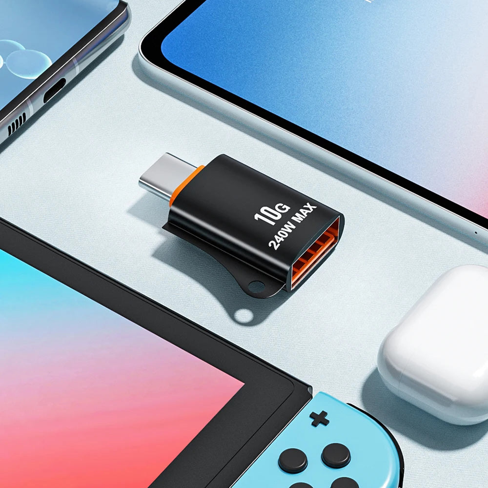 Adattatore OTG USB-C - USB-A Techsuit A1 HyperPort, Nero Arancione