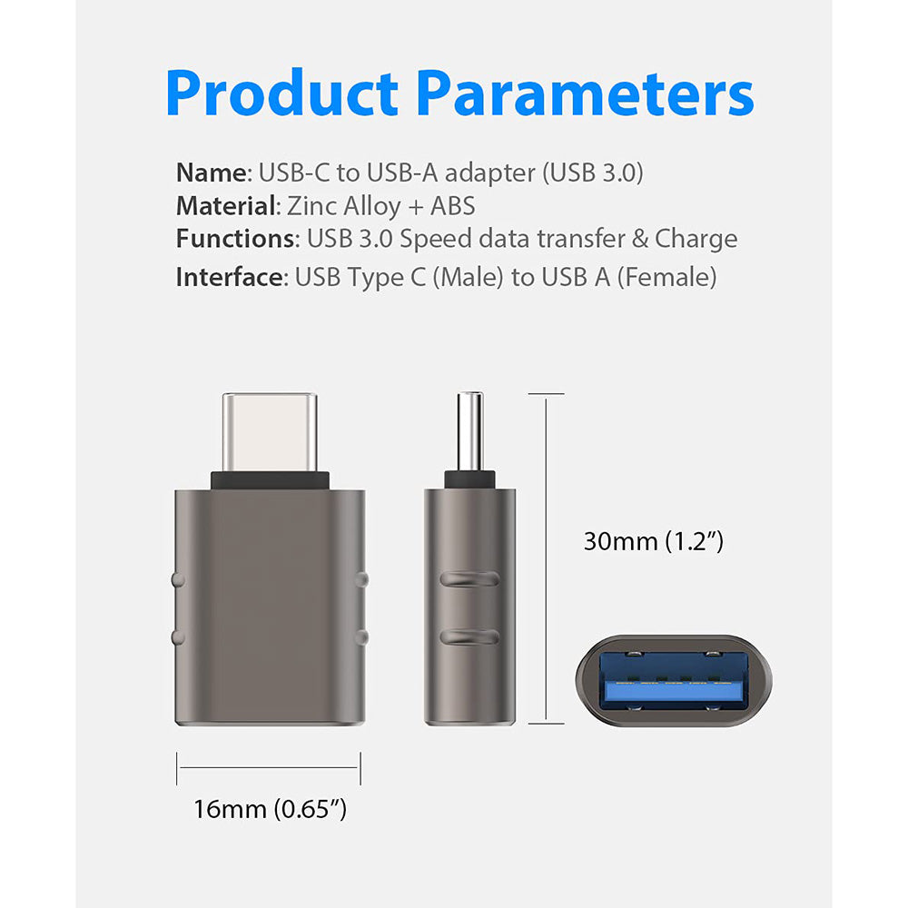 Adattatore OTG USB-C - USB-A Techsuit A10 SlateVolt, Grigio