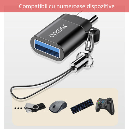 Adattatore OTG USB-C - USB-A Yesido GS06, Nero