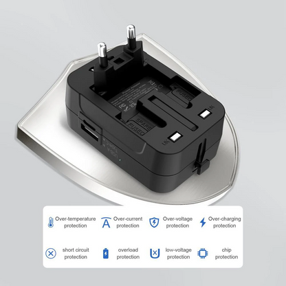 Adattatore di Rete Tech-Protect TA300 Travel EU / UK / US / AU, Nero