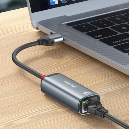 Adattatore di Rete Yesido HB26, RJ45, USB / USB-C, Grigio