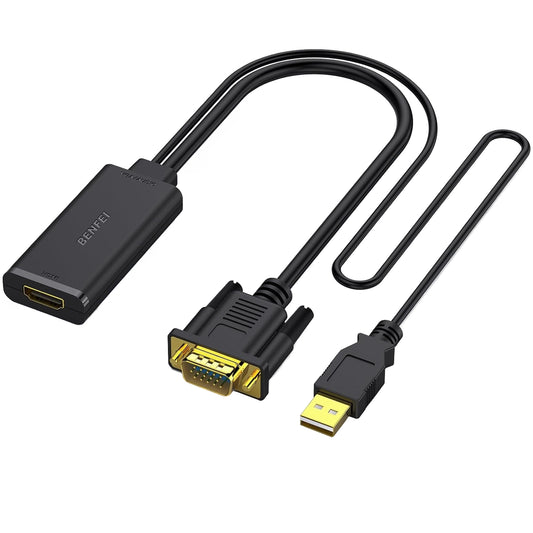 Adattatore Video Benfei, VGA / USB-A - HDMI, 1080P, Nero