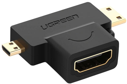 Adattatore Video UGREEN HD129, miniHDMI / microHDMI - HDMI, 1080P, Nero