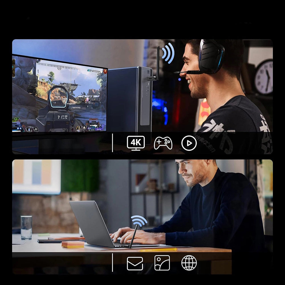 Adattatore Wireless UGREEN AX900 (75109), Dual Band, Wi-Fi 6, 600Mbps, Nero