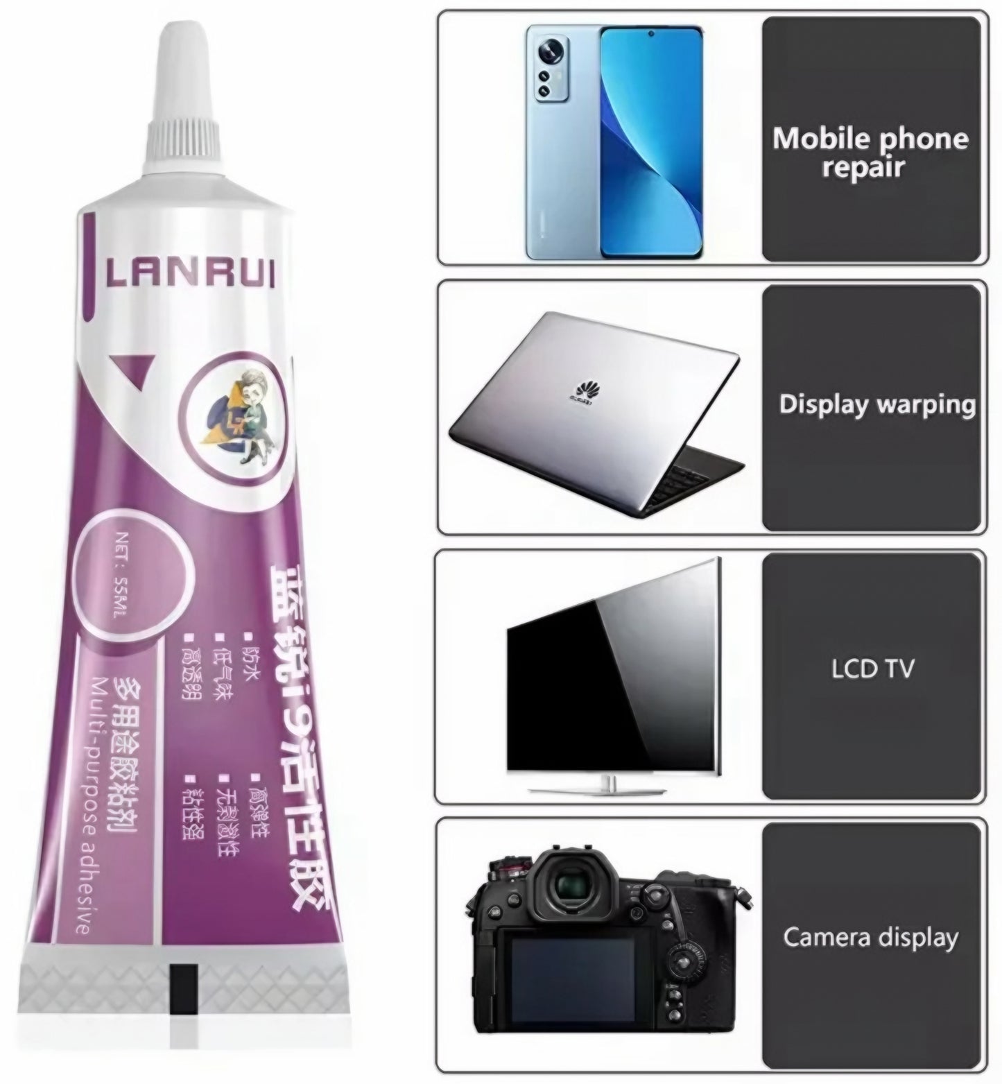 Colla Liquida Lanrui I9, 55ml, Trasparente