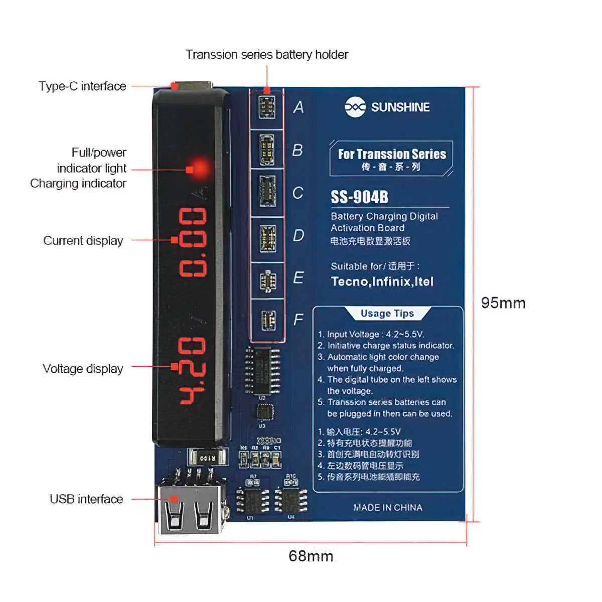 Alimentatore Piastra Sunshine SS-904B per TECNO / Infinix / Itel Series, 2in1
