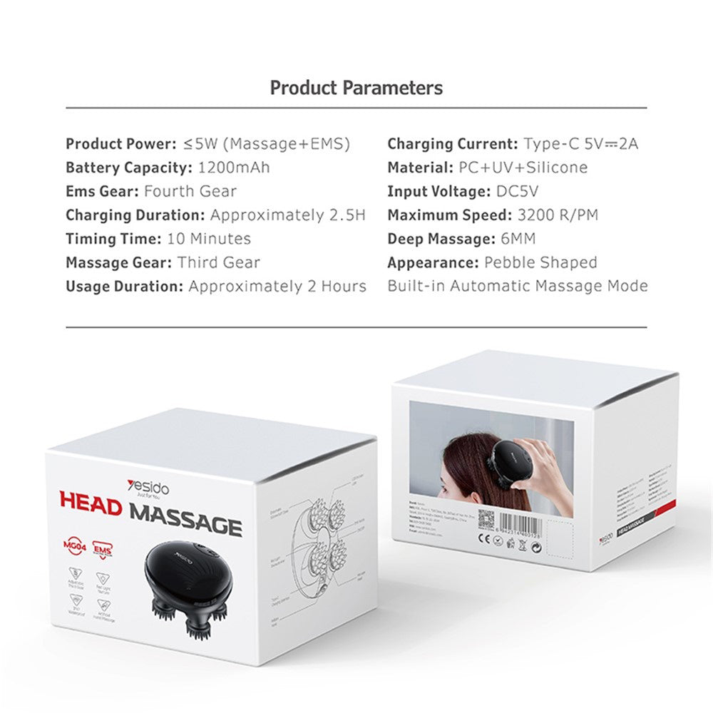 Apparecchio per Massaggio del Cuoio Capelluto Yesido MG04, Nero
