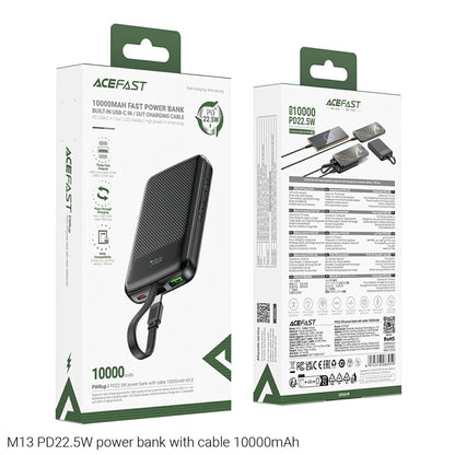 Batteria Esterna Acefast M13, 10000mAh, 22.5W, QC + PD, 1 x USB-A - 2 x USB-C, Nera
