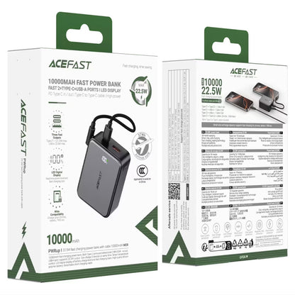 Batteria Esterna Acefast M28, 10000mAh, 22.5W, QC + PD, 1 x USB-A - 2 x USB-C, Nera