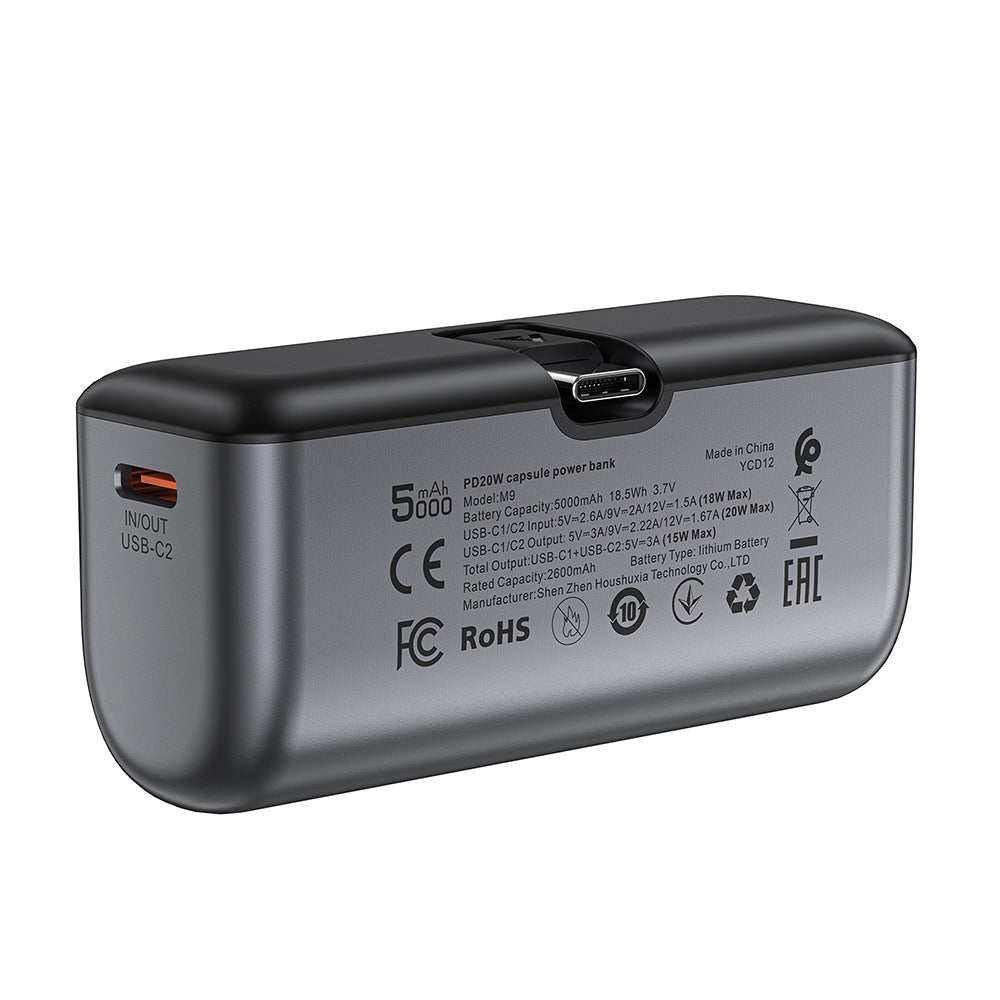 Batteria Esterna Acefast M9, 5000mAh, 20W, PD, 2 x USB-C, Nera