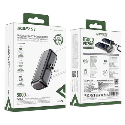 Batteria Esterna Acefast M9, 5000mAh, 20W, PD, 2 x USB-C, Nera