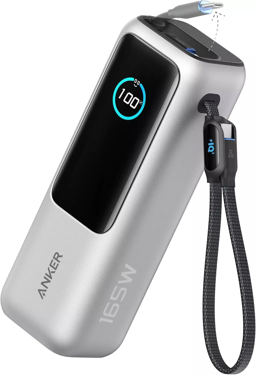 Batteria Esterna Anker, 25000mAh, 165W, QC + PD, 1 x USB-A - 3 x USB-C, Argento, Ricondizionata A1695H41
