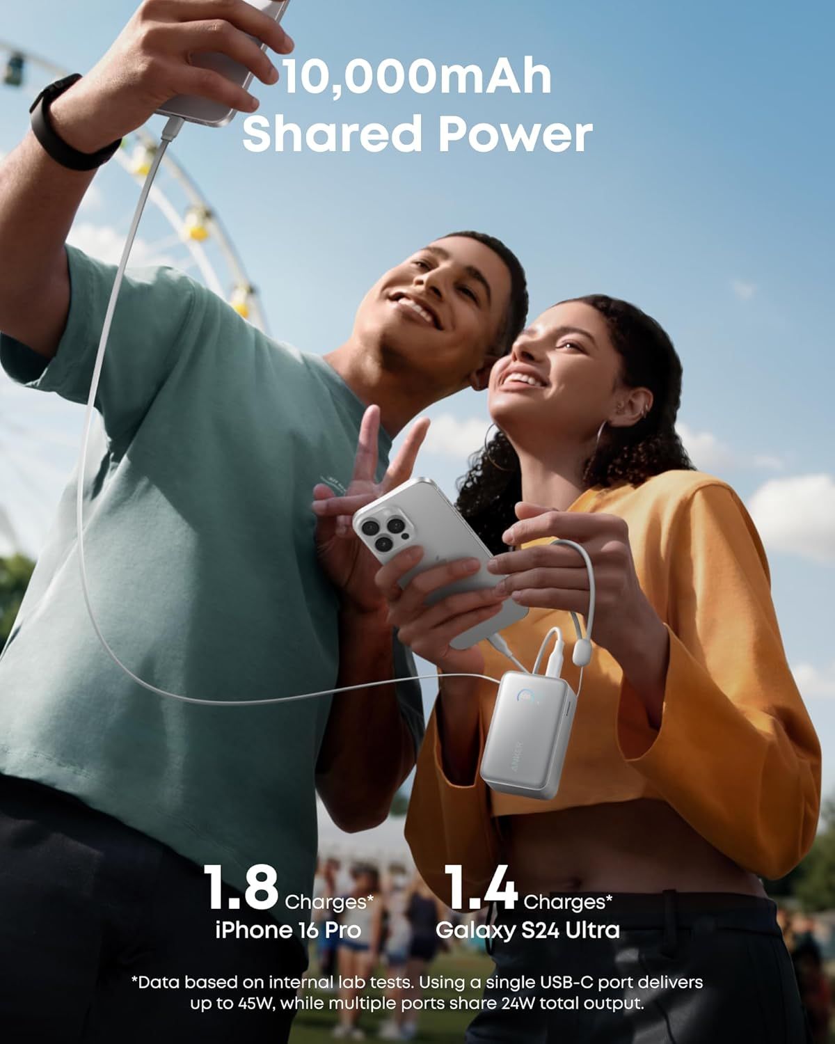 Batteria Esterna Anker Nano, 10000mAh, 45W, QC + PD, 1 x USB-A - 1 x USB-C, Bianca A1638H21