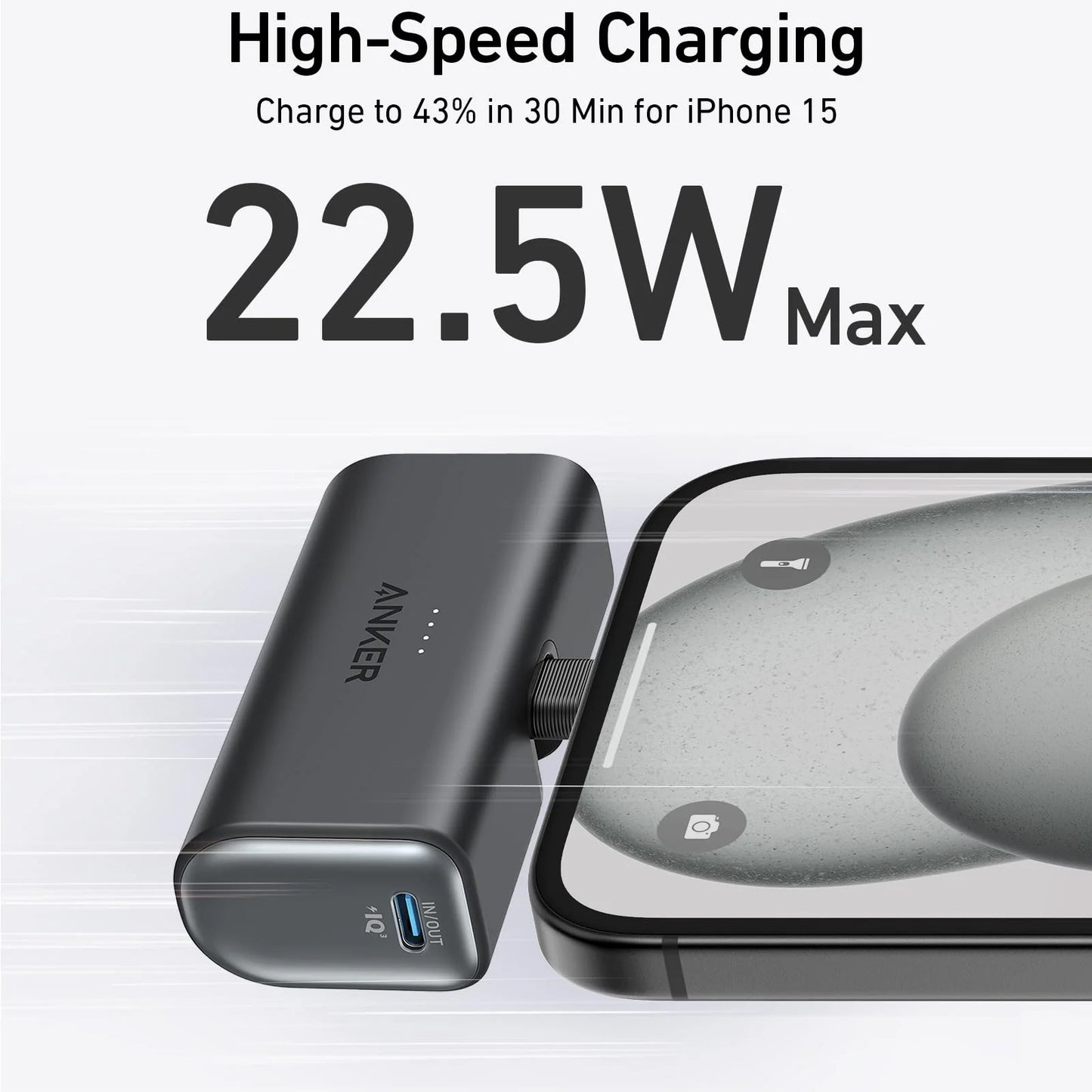 Batteria Esterna Anker Nano, 5000mAh, 22.5W, PD, 2 x USB-C, Nera A1653H11