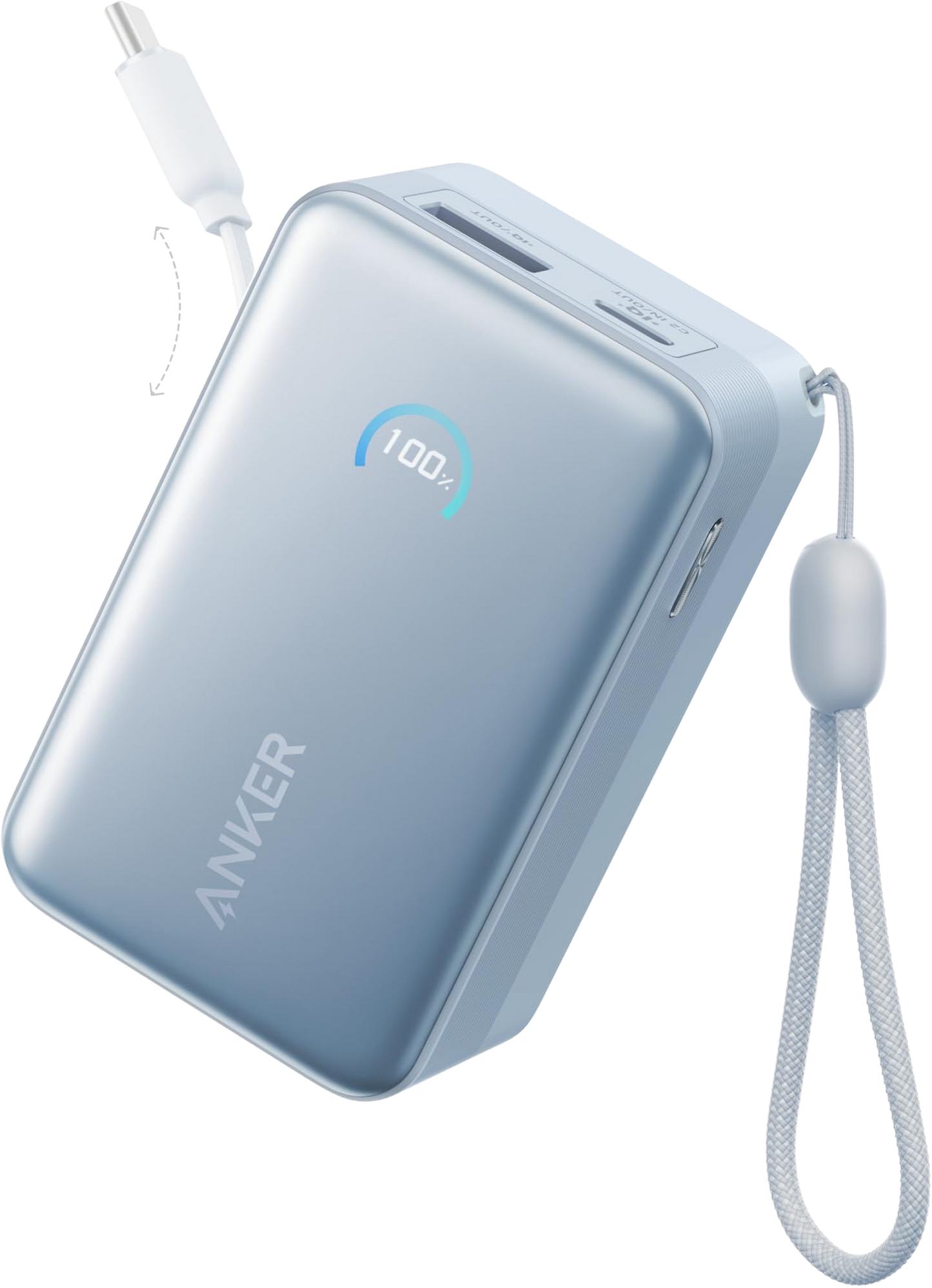 Batteria Esterna Anker Nano, 10000mAh, 45W, QC + PD, 1 x USB-A - 2 x USB-C, Blu