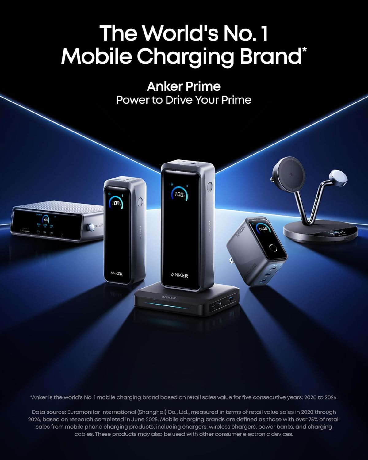 Anker Prime External Battery, 20100mAh, 220W, QC + PD, 1 x USB-A - 2 x USB-C, Black A110BH11