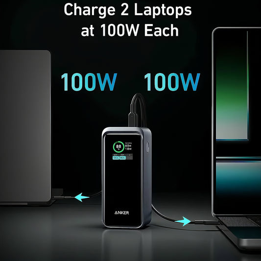 Batteria Esterna Anker Prime, 20000mAh, 200W, QC + PD, 1 x USB-A - 2 x USB-C, Nera, Resigillata A1336011