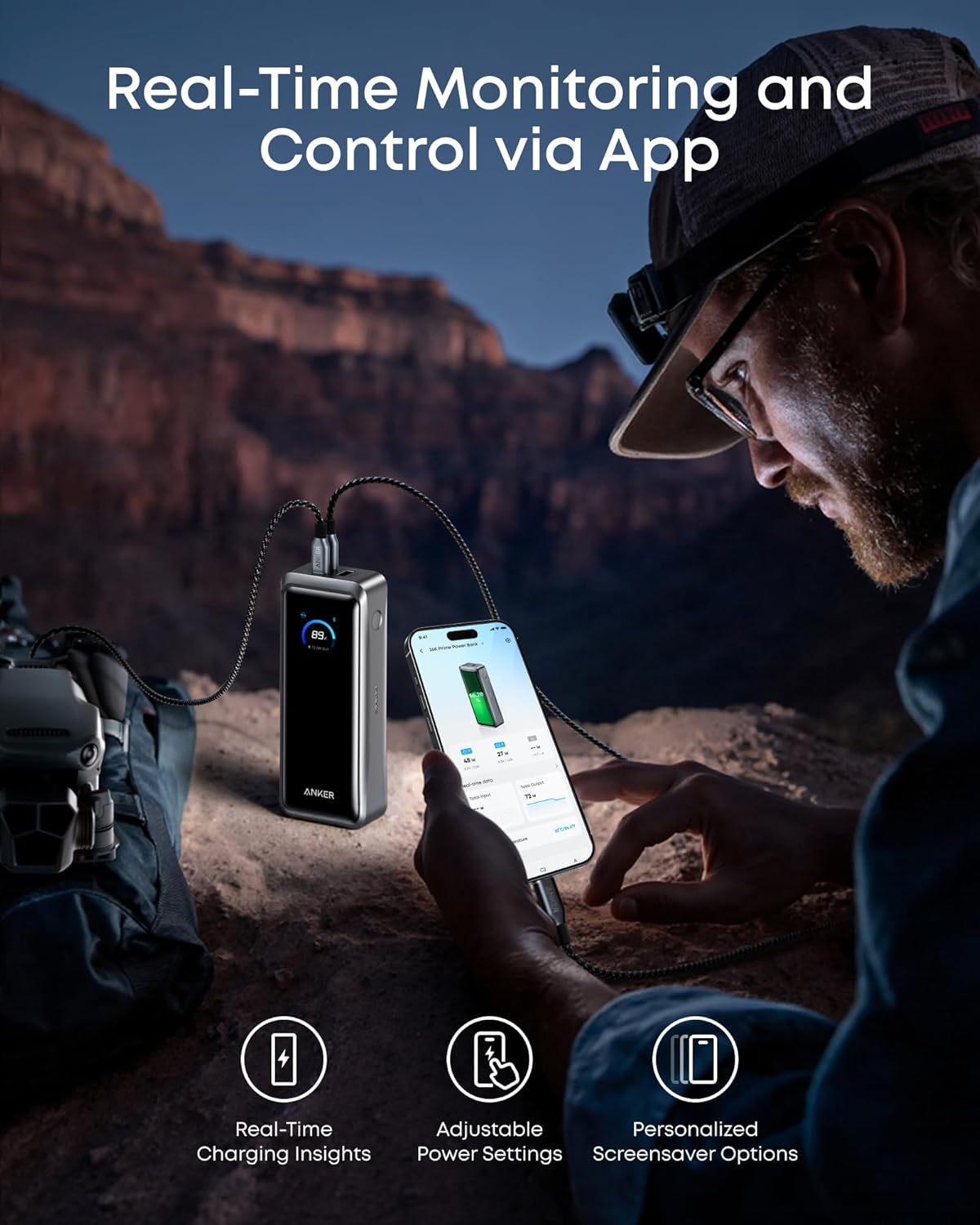 Batteria Esterna Anker Prime, 26250mAh, 300W, QC + PD, 1 x USB-A - 2 x USB-C, Nera A110AH11