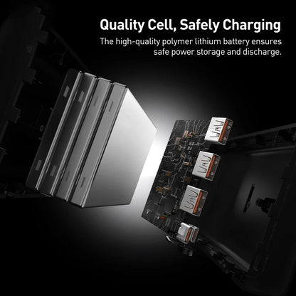 Batteria Esterna Baseus Adaman, 40000mAh, 22.5W, QC + PD, 1 x USB-C - 3 x USB-A, Nera