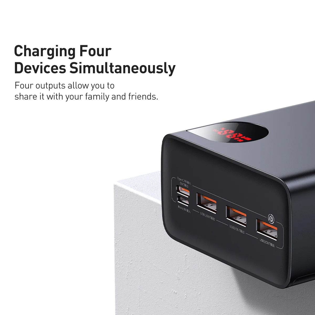 Batteria Esterna Baseus Adaman, 40000mAh, 22.5W, QC + PD, 1 x USB-C - 3 x USB-A, Nera