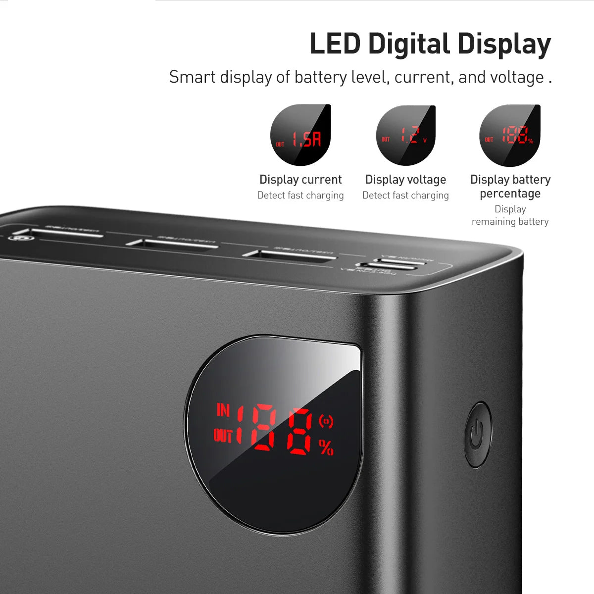Batteria Esterna Baseus Adaman, 40000mAh, 22.5W, QC + PD, 1 x USB-C - 3 x USB-A, Nera
