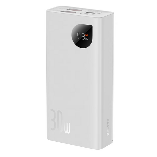 Batteria Esterna Baseus Adaman2, 10000mAh, 30W, QC + PD, 1 x USB-C - 2 x USB-A, Bianca PPAD080002
