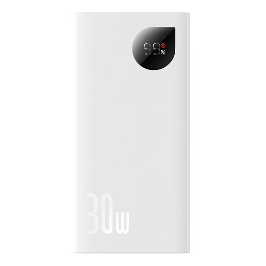 Batteria Esterna Baseus Adaman2, 10000mAh, 30W, QC + PD, 1 x USB-C - 2 x USB-A, Bianca PPAD080002