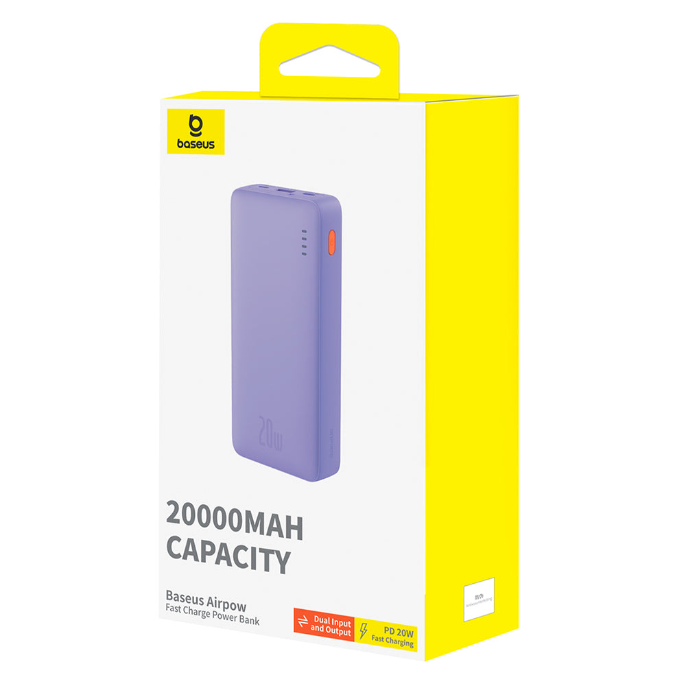 Batteria Esterna Baseus Airpow, 20000mAh, 20W, QC + PD, 1 x USB-A - 1 x USB-C, Viola P10022804513-00