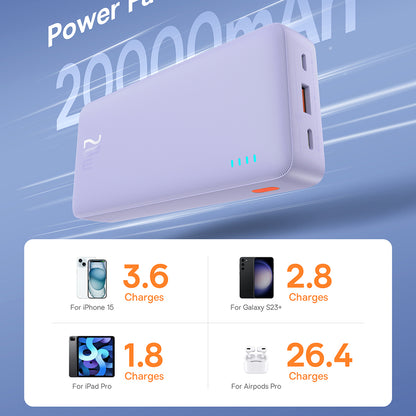 Batteria Esterna Baseus Airpow, 20000mAh, 20W, QC + PD, 1 x USB-A - 1 x USB-C, Viola P10022804513-00