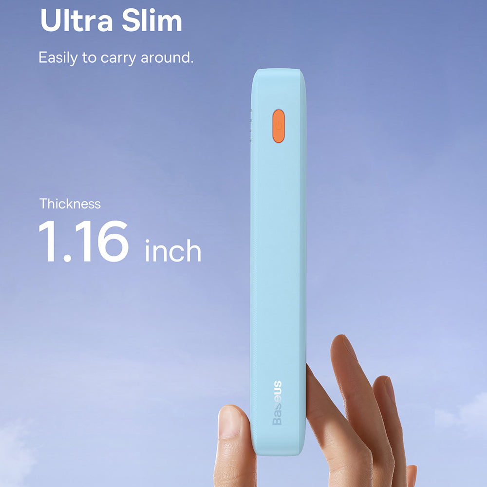 Batteria Esterna Baseus Airpow, 20000mAh, 20W, QC + PD, 1 x USB-A - 1 x USB-C, Blu P10022804313-00